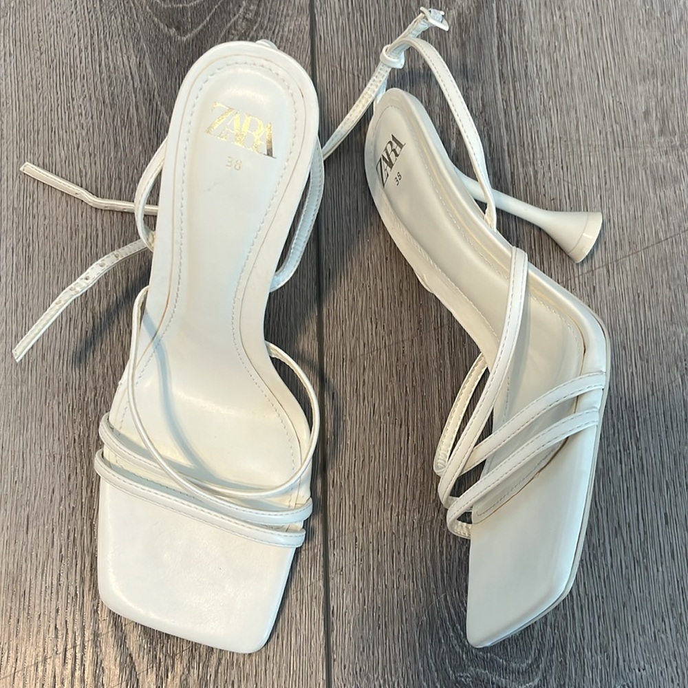 Zara white strappy heels size 38 - Picture 2 of 4
